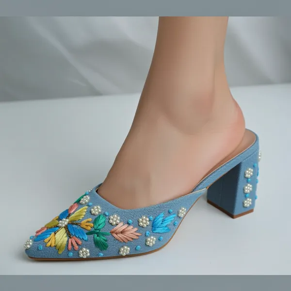 Floréa_Blue_Hand-Embroidered_Block_Heel_Mules