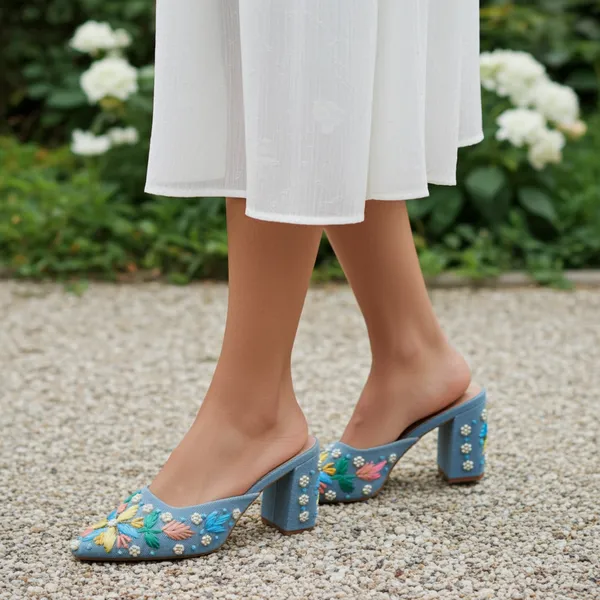 Floréa_Blue_Hand-Embroidered_Block_Heel_Mules