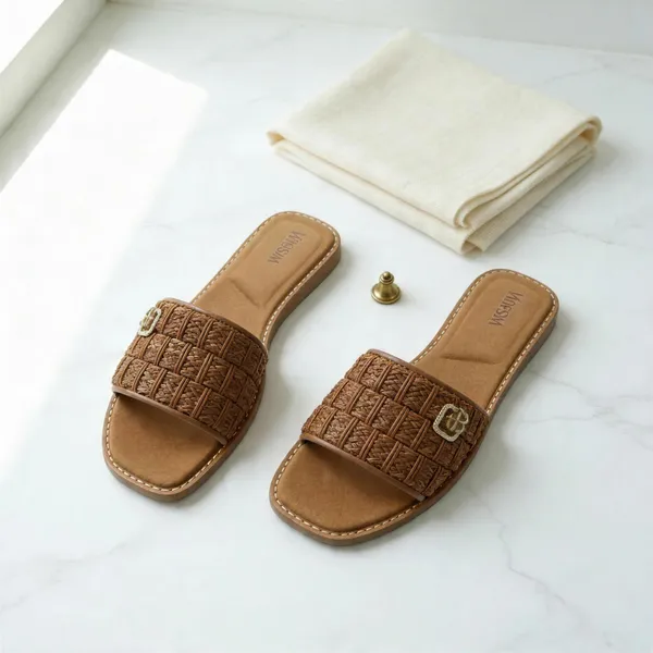 Handwoven_Raffia_Slide_Sandals_for_Women_|_Cushioned_Flat_Summer_Slippers_with_Gold_Detail