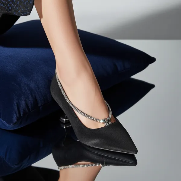 Black_Kitten_Heel_With_Rhinestone_Strap_For_Women_&_Girls