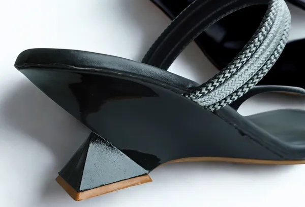 Luna_Sculpted_Heel_Mule_in_Black_with_Metallic_Silver_Braided_Straps_—_Women’s_Strappy_Square_Toe_Slip-On_Sandal