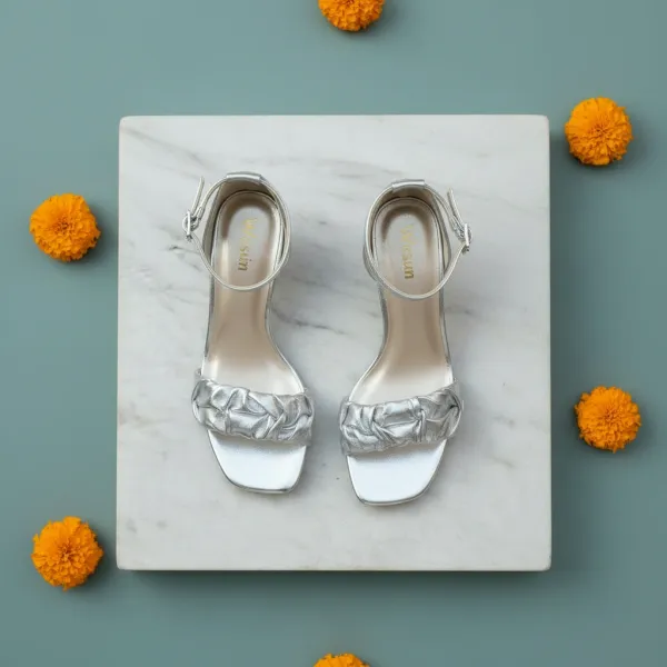 Luxury_Silver_Ruched_Ankle_Strap_Heels_for_Women_–_Metallic_Sculpted_Heel_Festive_&_Wedding_Sandals