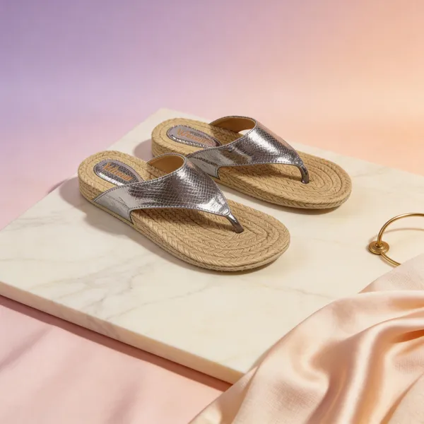 Metallic_Silver_Textured_Thong_Sandals_with_Braided_Sole_–_Women’s_Comfort_Flats