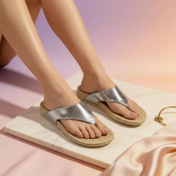 Metallic_Silver_Textured_Thong_Sandals_with_Braided_Sole_–_Women’s_Comfort_Flats