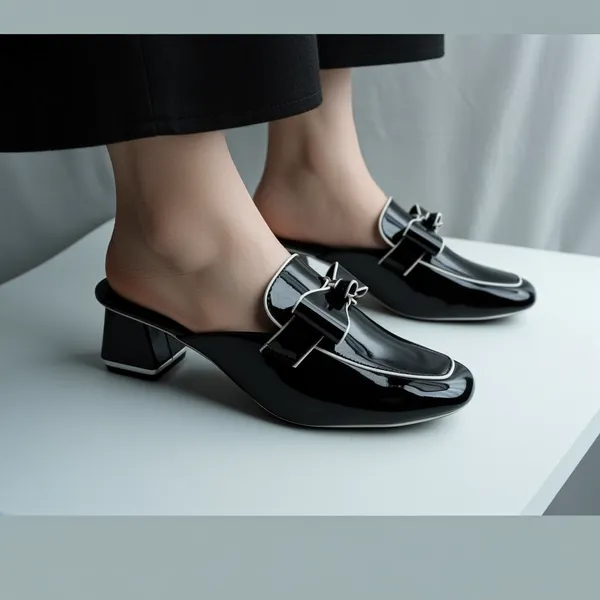 NOIRÉ_Bow-Detail_Patent_Mule_Heels_–_Black