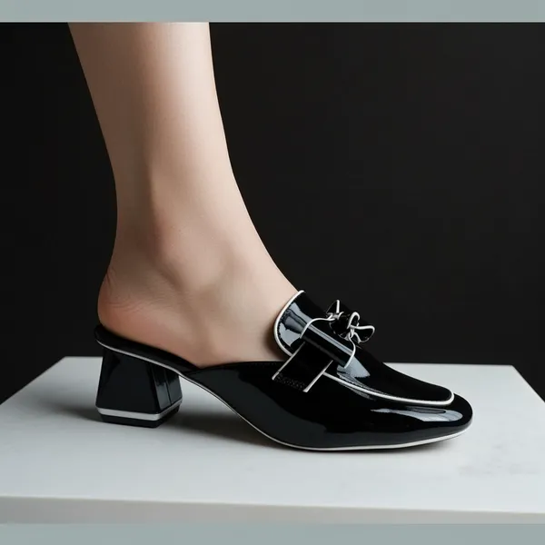 NOIRÉ_Bow-Detail_Patent_Mule_Heels_–_Black