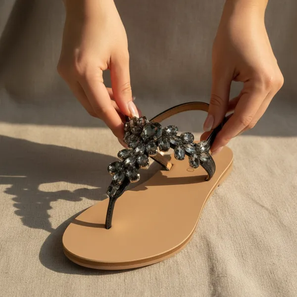 Noir_Éclat_Crystal_Thong_Sandal