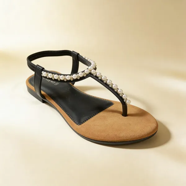 Pearl_T-Strap_Flat_Sandals_for_Women_|_Elegant_Black_Summer_Flats
