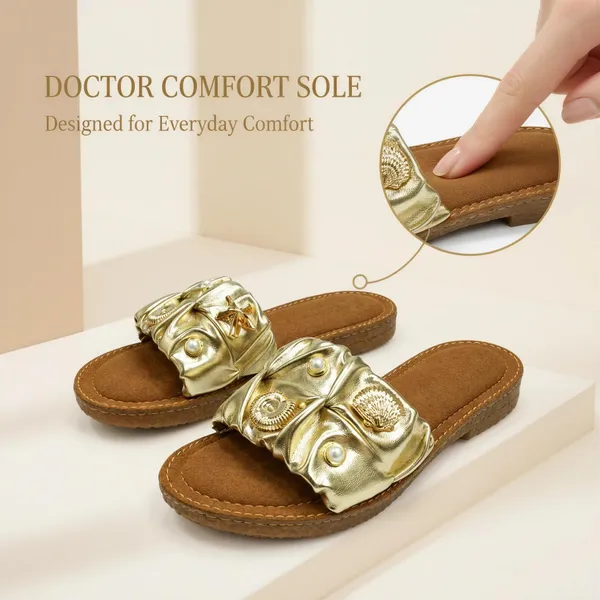 WOSUM_Aurelia_–_Metallic_Gold_Pearl_&_Seashell_Embellished_Slides