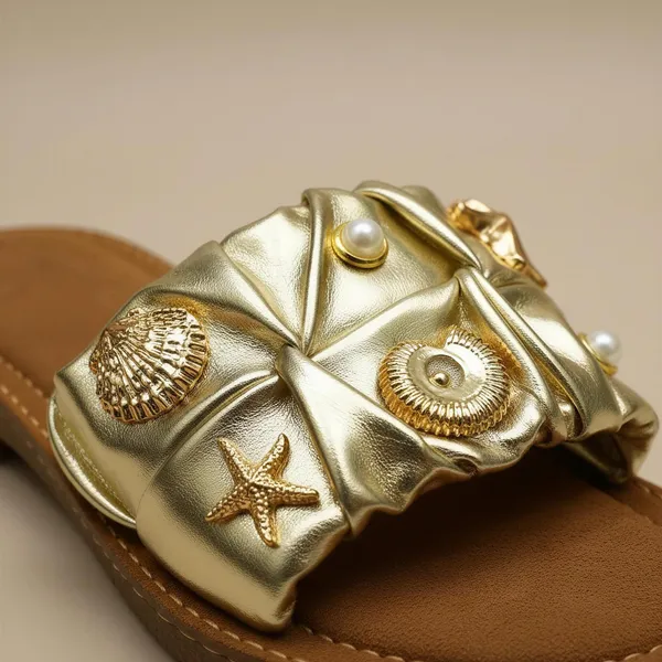 WOSUM_Aurelia_–_Metallic_Gold_Pearl_&_Seashell_Embellished_Slides