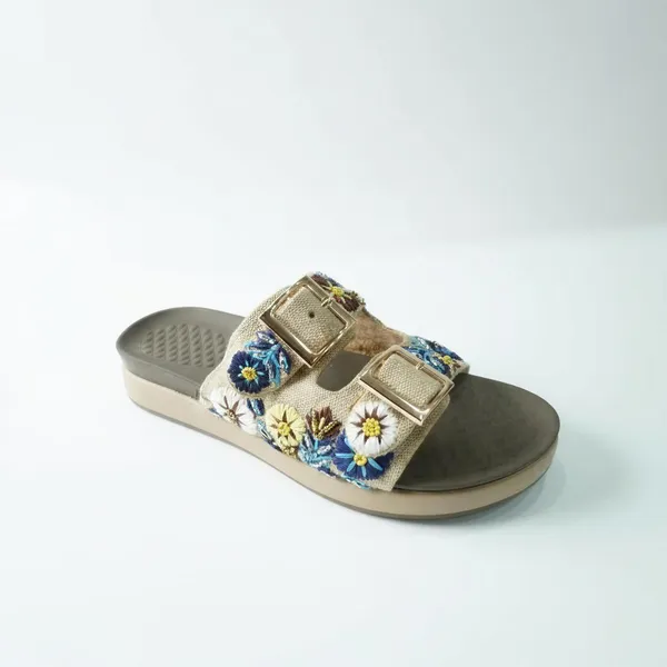 WOSUM_Beige_Floral_Embroidered_Women’s_Slides_with_Gold-Tone_Buckles