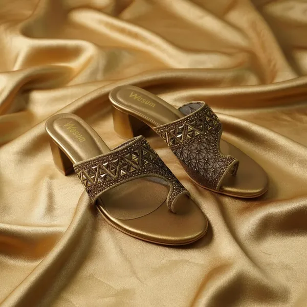 WOSUM_Women’s_Gold_Embellished_Block_Heel_Sandals_with_Designer_Mesh_Strap_|_Party_&_Wedding_Heels