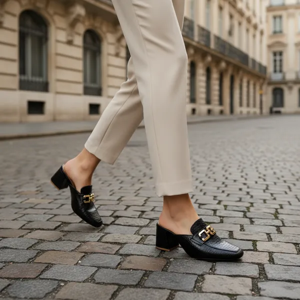 BLACK_Croc-Embossed_Block_Heel_Mule_With_Gold_Buckle_Square_Toe_Shape