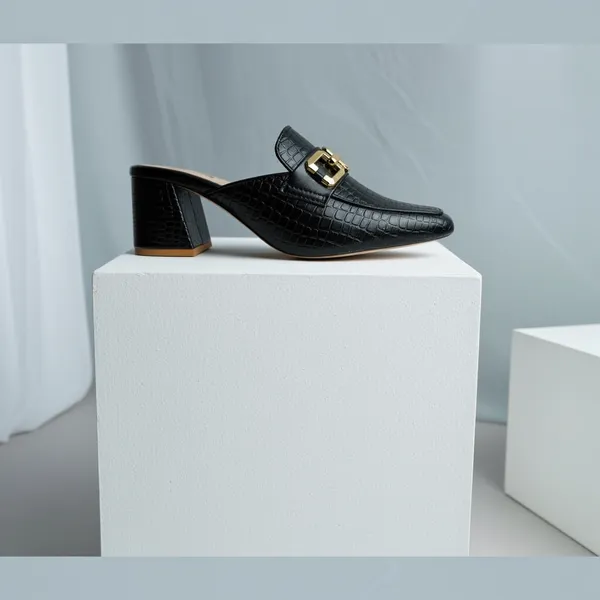 BLACK_Croc-Embossed_Block_Heel_Mule_With_Gold_Buckle_Square_Toe_Shape