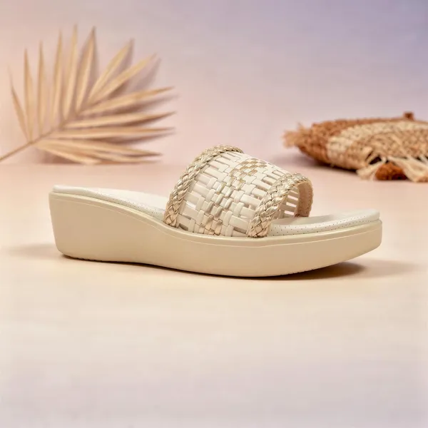 Women_Beige_Wedge_Sandals_–_Woven_Strap_Gold_Detail_Comfort_Slip-On_Slides_(Lightweight_Summer_Wear)