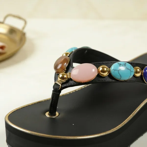 Women_Black_Wedge_Flip_Flops_–_Gemstone_Embellished_Strap_Platform_Sandals_(Stylish_&_Comfortable)