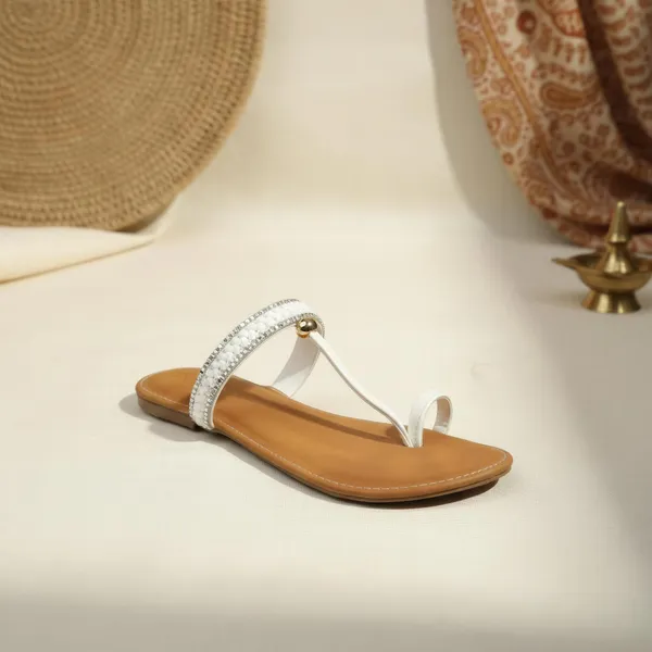 Women_White_Embellished_Toe_Ring_Flats_with_Cushioned_Footbed_–_Elegant_Ethnic_Slip-On_Sandals