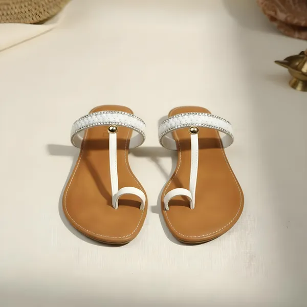 Women_White_Embellished_Toe_Ring_Flats_with_Cushioned_Footbed_–_Elegant_Ethnic_Slip-On_Sandals