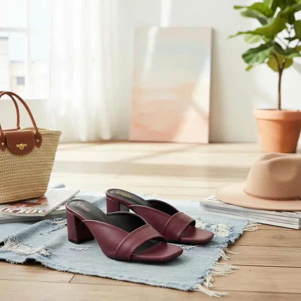 Women_Wine_Burgundy_Block_Heel_Mules_–_Square_Toe_Slip-On_Heels_for_Women