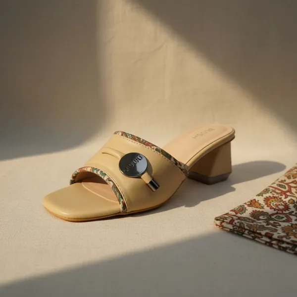 Women’s_Beige_Block_Heel_Slide_Sandals_–_Vintage_Print_Trim_Mule_Heels_with_Metal_Accent
