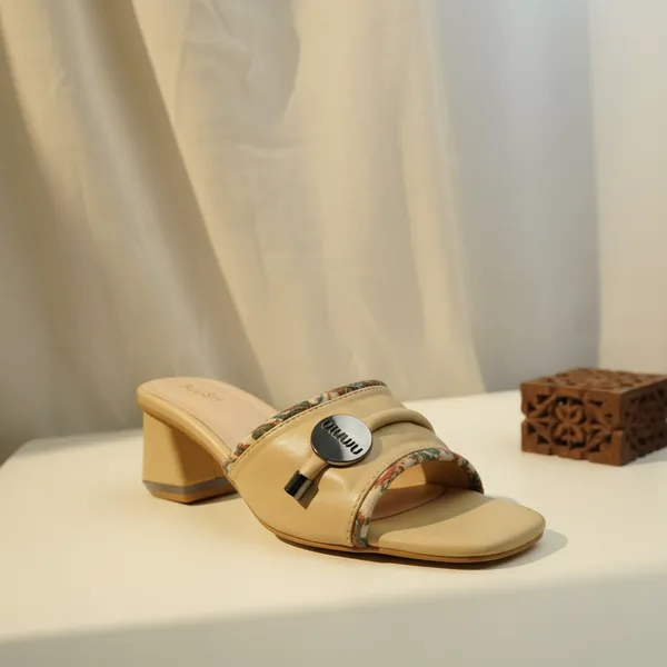 Women’s_Beige_Block_Heel_Slide_Sandals_–_Vintage_Print_Trim_Mule_Heels_with_Metal_Accent