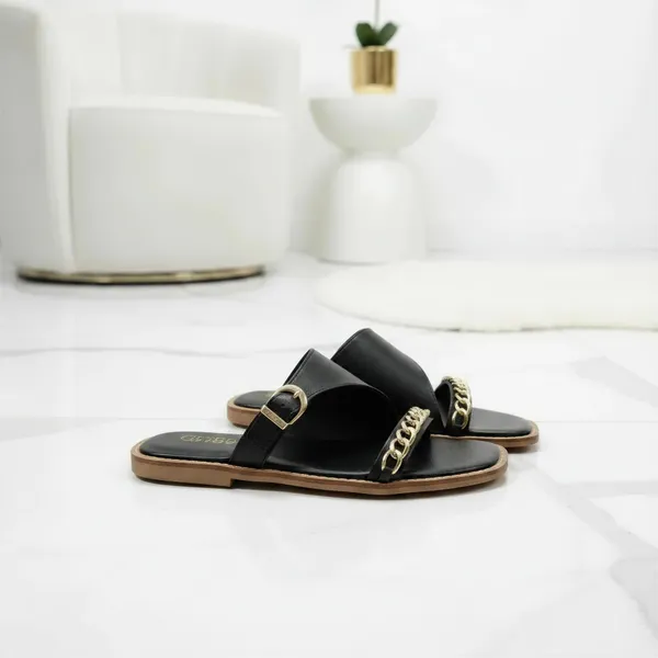 Women’s_Black_Chain_Detail_Flats_|_Elegant_Slip-On_Sandals_for_Casual_&_Party_Wear