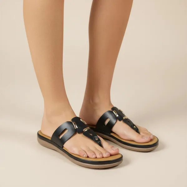 Women’s_Black_Flat_Thong_Sandals_with_Gold_Buckle_Detail_|_Casual_Slip-On_Sandals_|_WOSUM