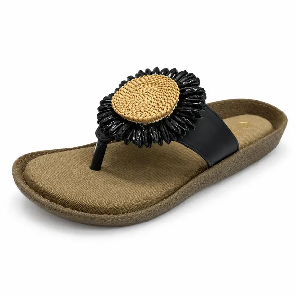 Women’s_Black_Floral_Thong_Sandals_|_Comfortable_Flat_Sandals
