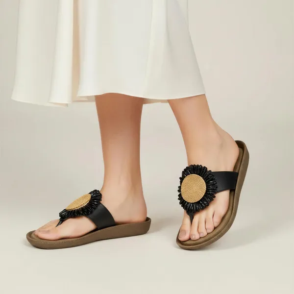 Women’s_Black_Floral_Thong_Sandals_|_Comfortable_Flat_Sandals