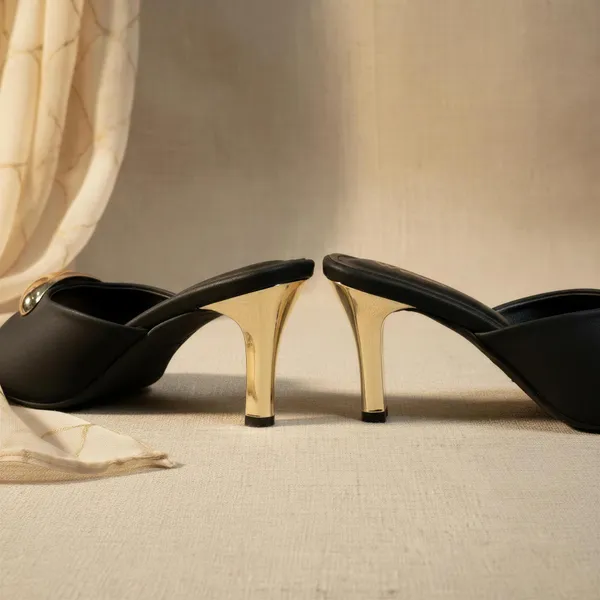 Women’s_Black_Mule_Heels_with_Gold_Embellishment_–_Luxury_Open_Toe_Designer_Sandals