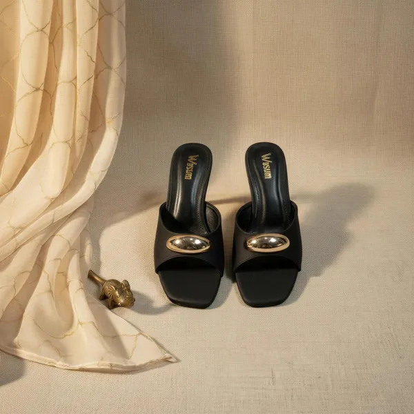 Women’s_Black_Mule_Heels_with_Gold_Embellishment_–_Luxury_Open_Toe_Designer_Sandals