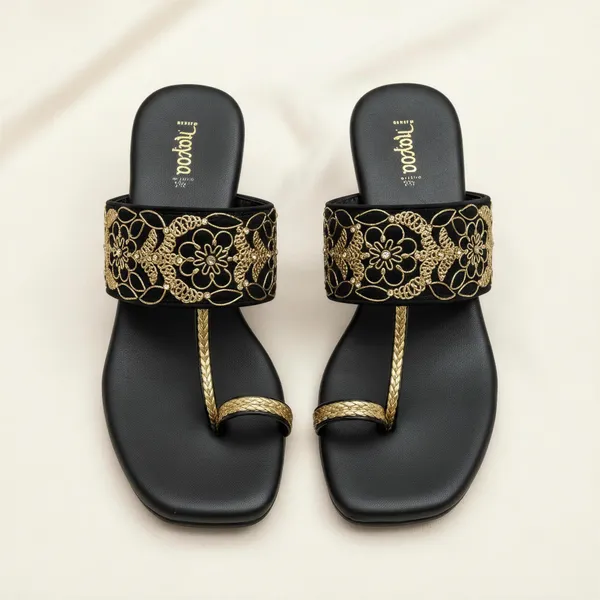 Women's_Black_&_Gold_Embellished_Block_Heel_Sandals_|_Premium_Ethnic_Party_Wear_Footwear