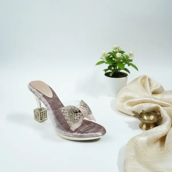 Women’s_Blush_Pink_Embellished_Bow_Heeled_Sandals_–_Transparent_Statement_Heel_Slip-Ons