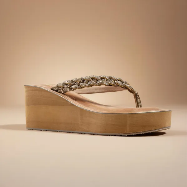 Women’s_Bronze_Braided_Wedge_Sandals_|_Comfortable_Metallic_Platform_Flip_Flops