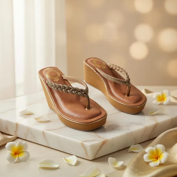 Women’s_Bronze_Braided_Wedge_Sandals_|_Comfortable_Metallic_Platform_Flip_Flops