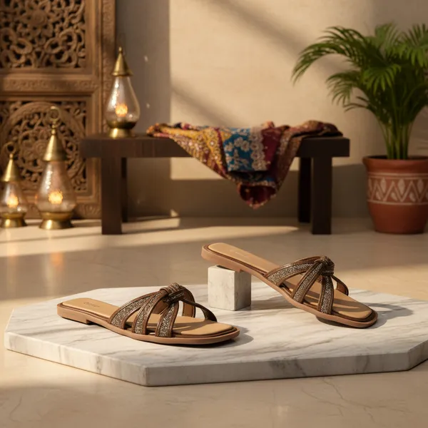 Women’s_Bronze_Glitter_Knot_Flat_Sandals_–_Open_Toe_Slip-On_Casual_Slides