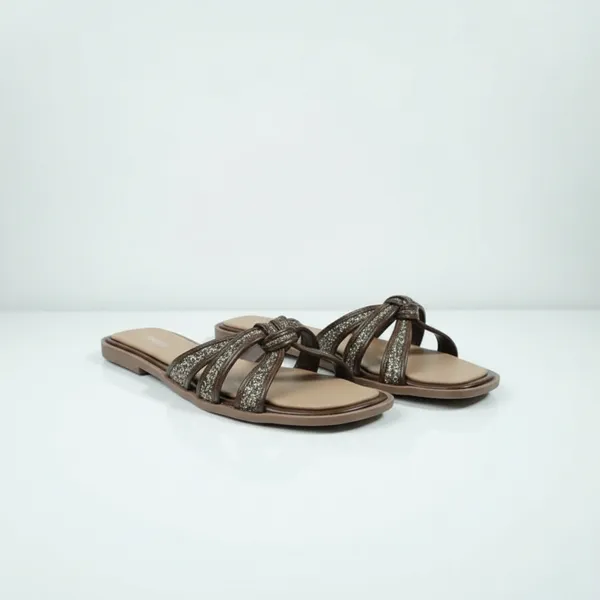 Women’s_Bronze_Glitter_Knot_Flat_Sandals_–_Open_Toe_Slip-On_Casual_Slides