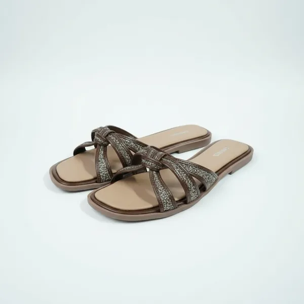 Women’s_Bronze_Glitter_Knot_Flat_Sandals_–_Open_Toe_Slip-On_Casual_Slides