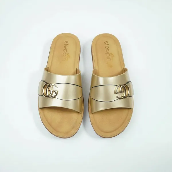 Women’s_Gold_Slide_Sandals_with_Emblem_–_Premium_Look_Comfortable_Flats