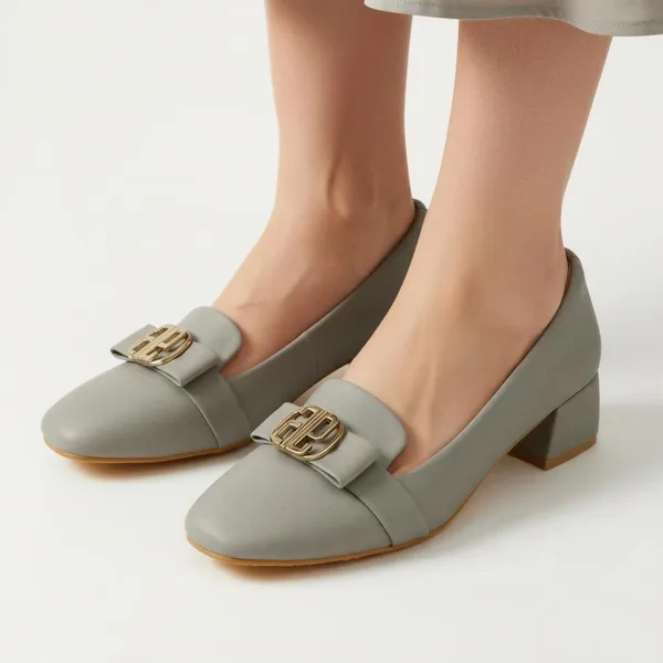 Women's_Grey_Ballerina_Flats_with_Elegant_Golden_Buckle_|_Low_Block_Heel_Formal_Shoes