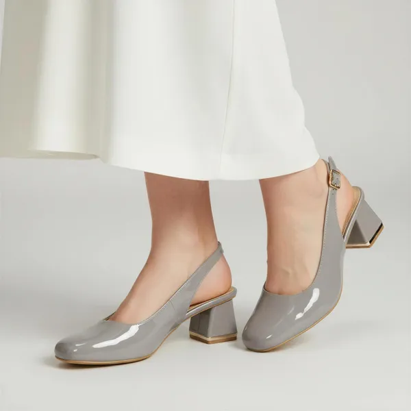 Women’s_Grey_Patent_Block_Heel_Pumps_with_Gold_Buckle_|_Slingback_Heels_|