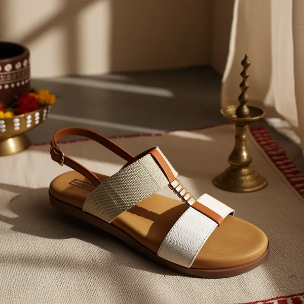 Women’s_Ivory_&_Tan_Comfort_Flat_Sandals_|_Casual_&_Ethnic_Everyday_Wear