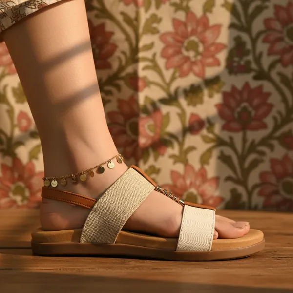 Women’s_Ivory_&_Tan_Comfort_Flat_Sandals_|_Casual_&_Ethnic_Everyday_Wear