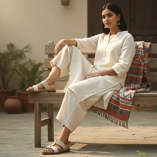 Women’s_Ivory_&_Tan_Comfort_Flat_Sandals_|_Casual_&_Ethnic_Everyday_Wear