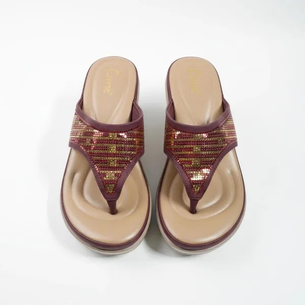 Women’s_Maroon_Crystal_Wedge_Toe-Ring_Sandals_–_Stylish_Comfortable_Slip-On_Platform_Flip_Flops_for_Casual_&_Party_Wear