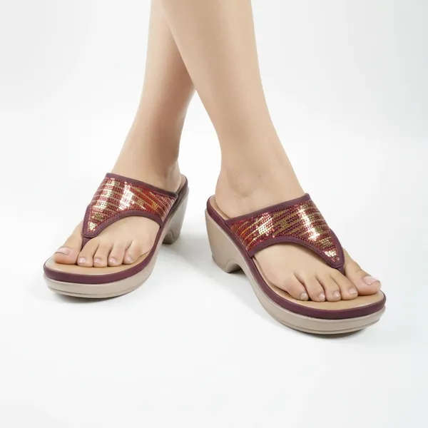 Women’s_Maroon_Crystal_Wedge_Toe-Ring_Sandals_–_Stylish_Comfortable_Slip-On_Platform_Flip_Flops_for_Casual_&_Party_Wear