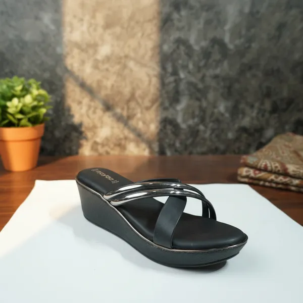 Women’s_Metallic_Strap_Wedge_Sandals_–_Stylish_Comfort_Slip-On_Platform_Slides