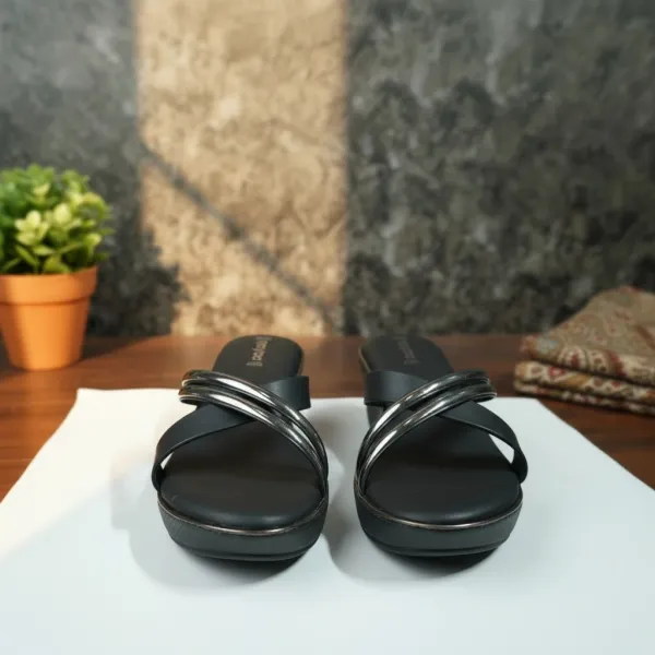 Women’s_Metallic_Strap_Wedge_Sandals_–_Stylish_Comfort_Slip-On_Platform_Slides
