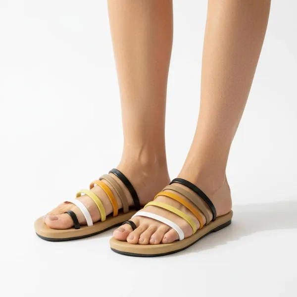 Women’s_Multi_Strap_Flat_Sandals_with_Toe_Ring_–_Lightweight_Comfort_Slip-On_Summer_Flats