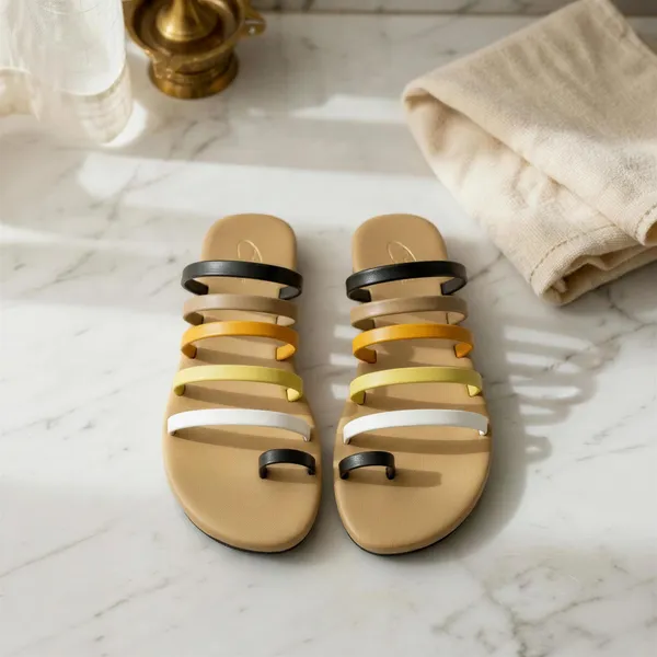 Women’s_Multi_Strap_Flat_Sandals_with_Toe_Ring_–_Lightweight_Comfort_Slip-On_Summer_Flats